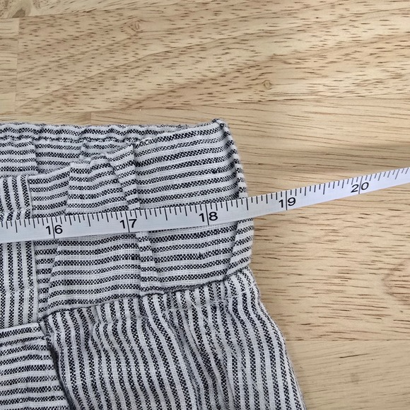Athleta Linen Striped Wide Leg Pants Womens Size 14 Gray White Drawstring Casual - Picture 6 of 12